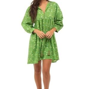BEAU & RO Murray Mini Babydoll Cottagecore Dress In Green Petite Floral SZ S